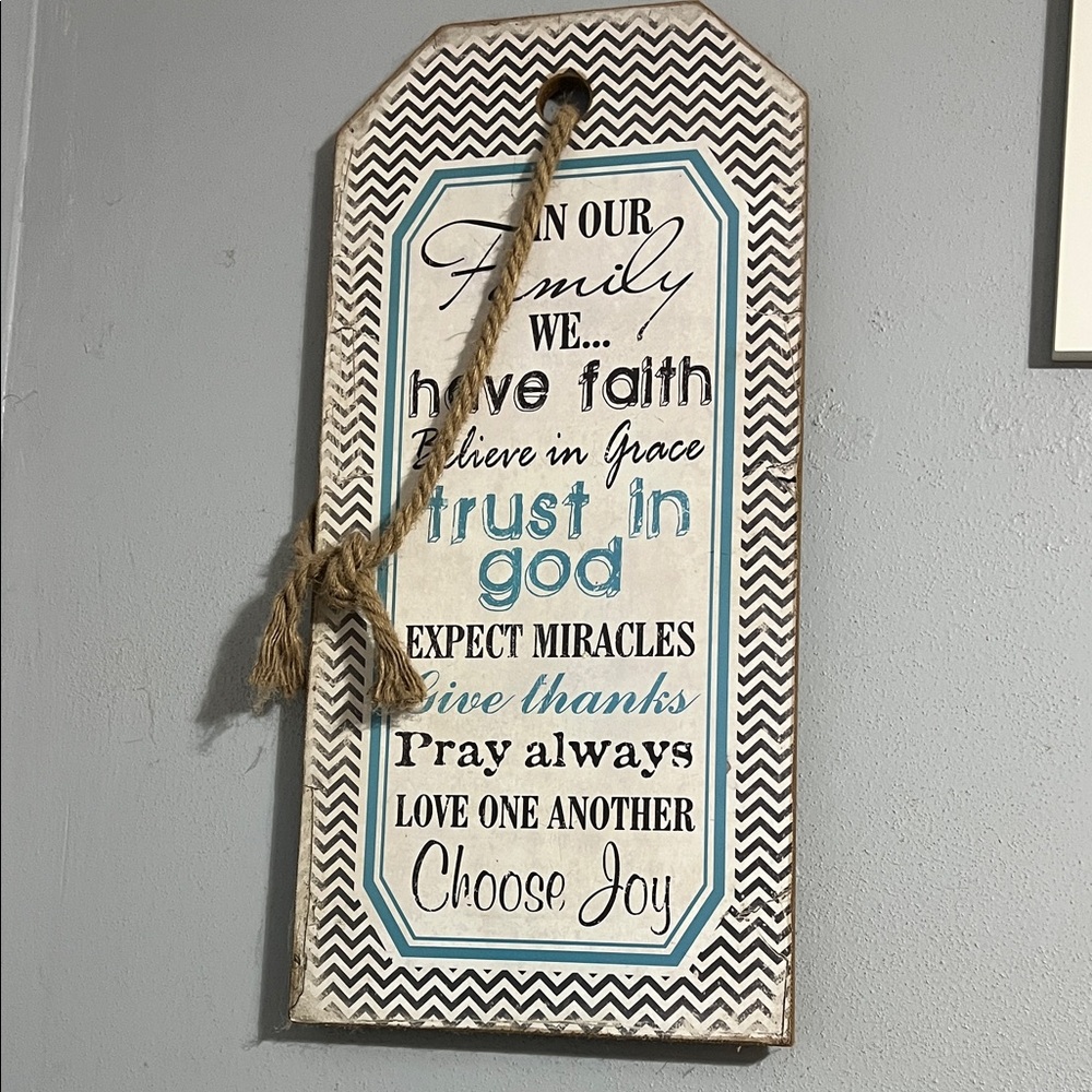 Inspirational Wall Hanging with Rope - Black, Blue, White